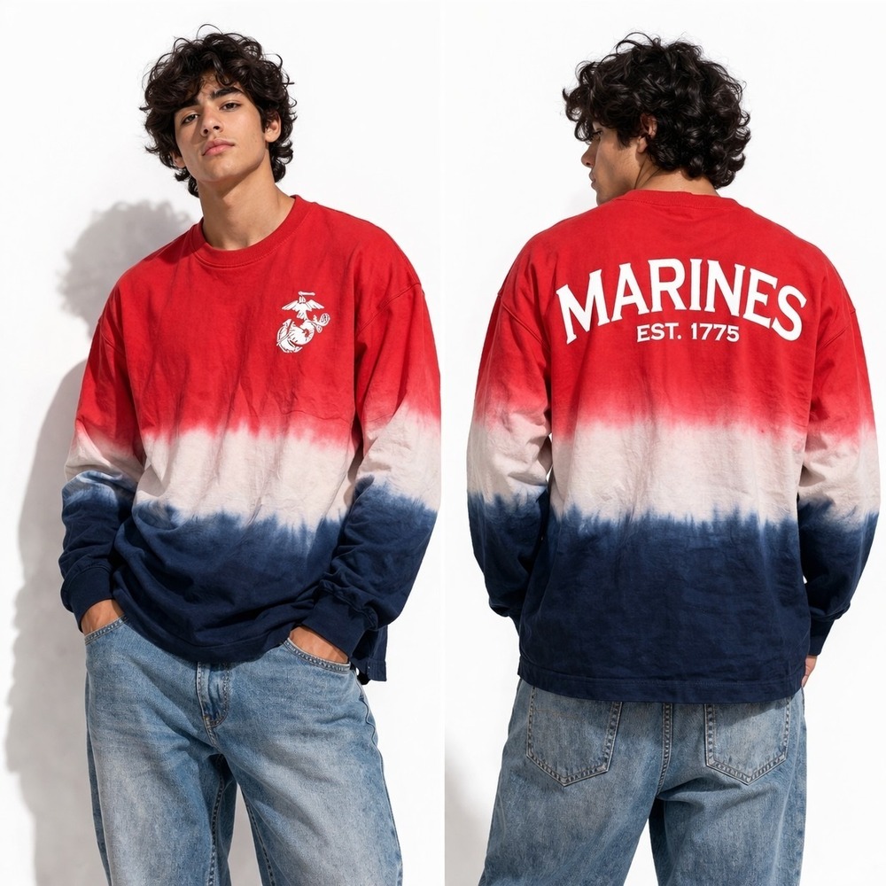 Marines Corps‎ Spirit Jersey Tie Dye Long Sleeve Shirt Size M